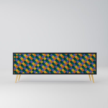 PAINTED SQUARES MIX 3-dörrars TV-bänk i svart finish