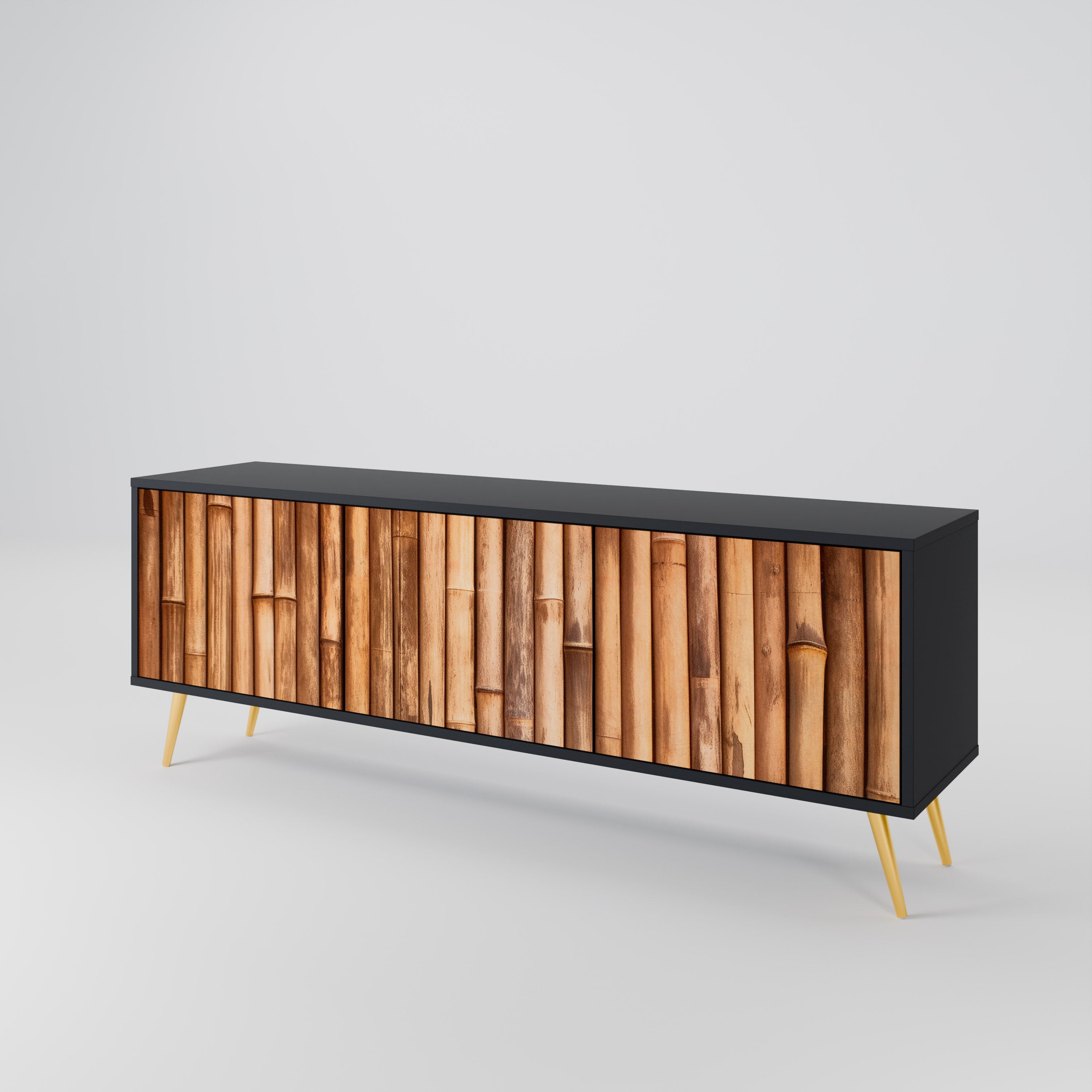 NATURAL WOOD TV-bänk med 3 dörrar