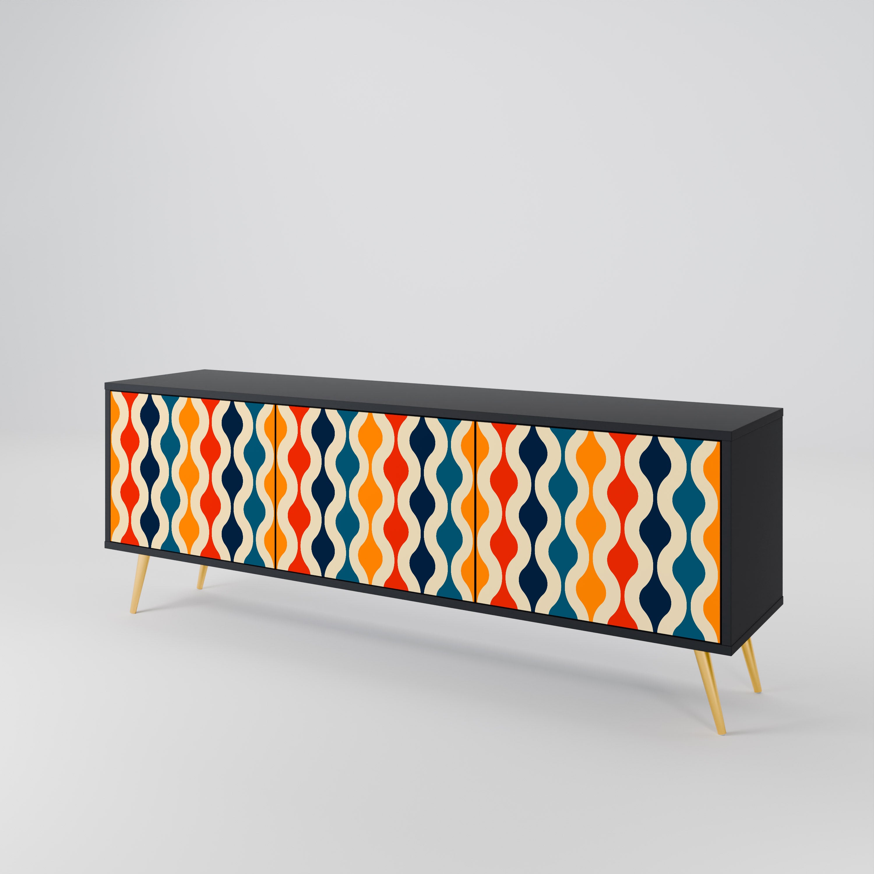 COLORFUL NOSTALGIA TV-bänk med 3 dörrar