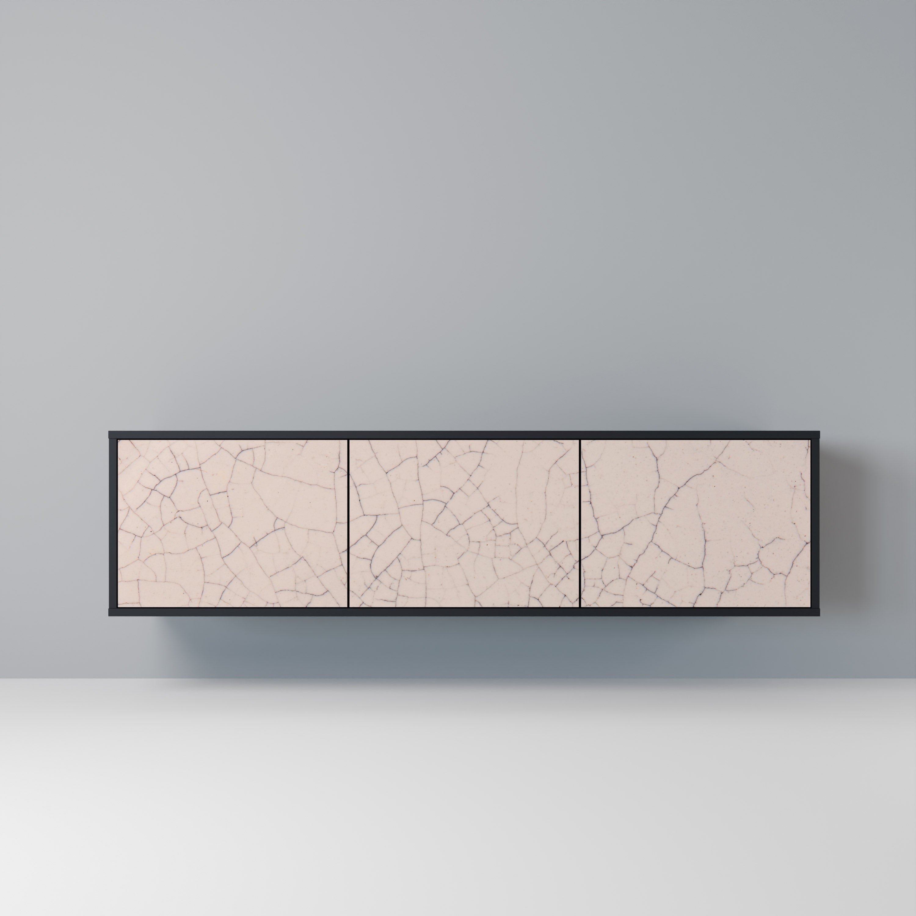 CERAMIC TEXTURE 3-dörrars TV-bänk i svart finish