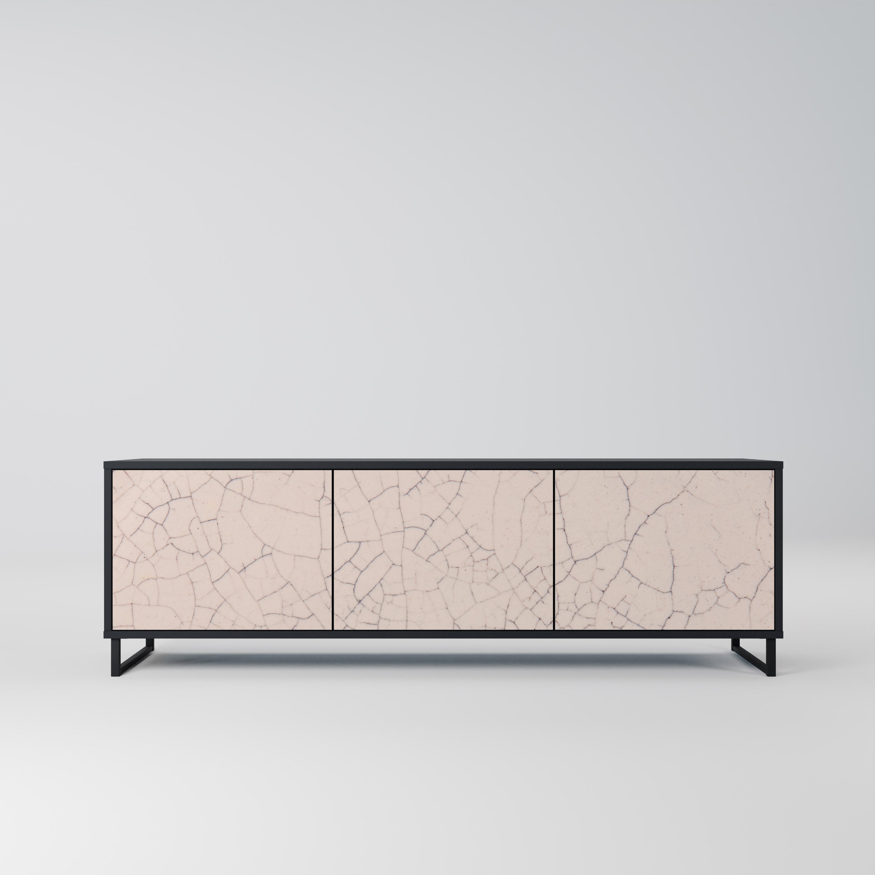 CERAMIC TEXTURE 3-dörrars TV-bänk i svart finish