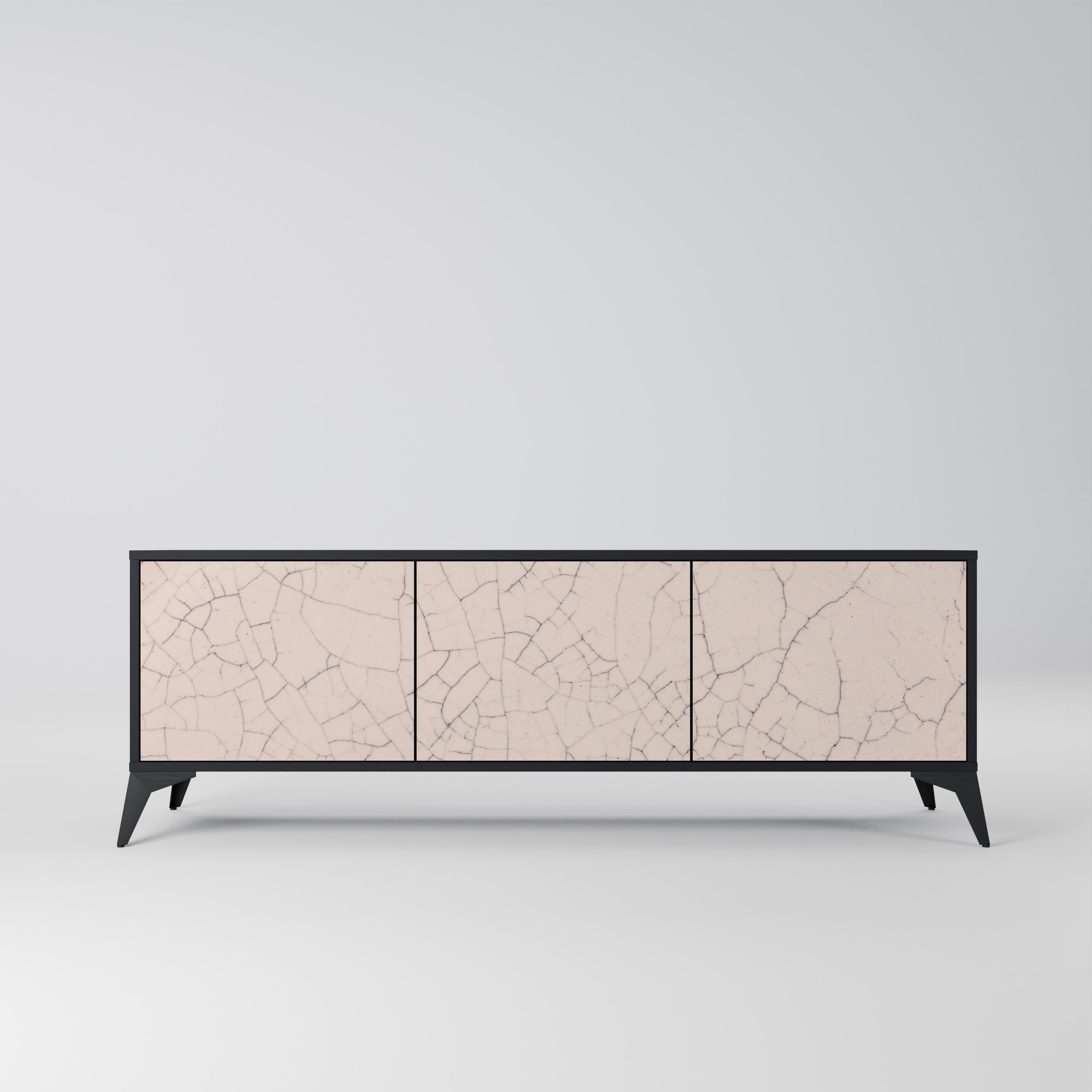 CERAMIC TEXTURE 3-dörrars TV-bänk i svart finish
