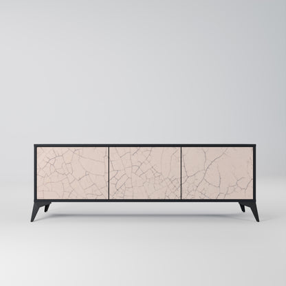 CERAMIC TEXTURE 3-dörrars TV-bänk i svart finish