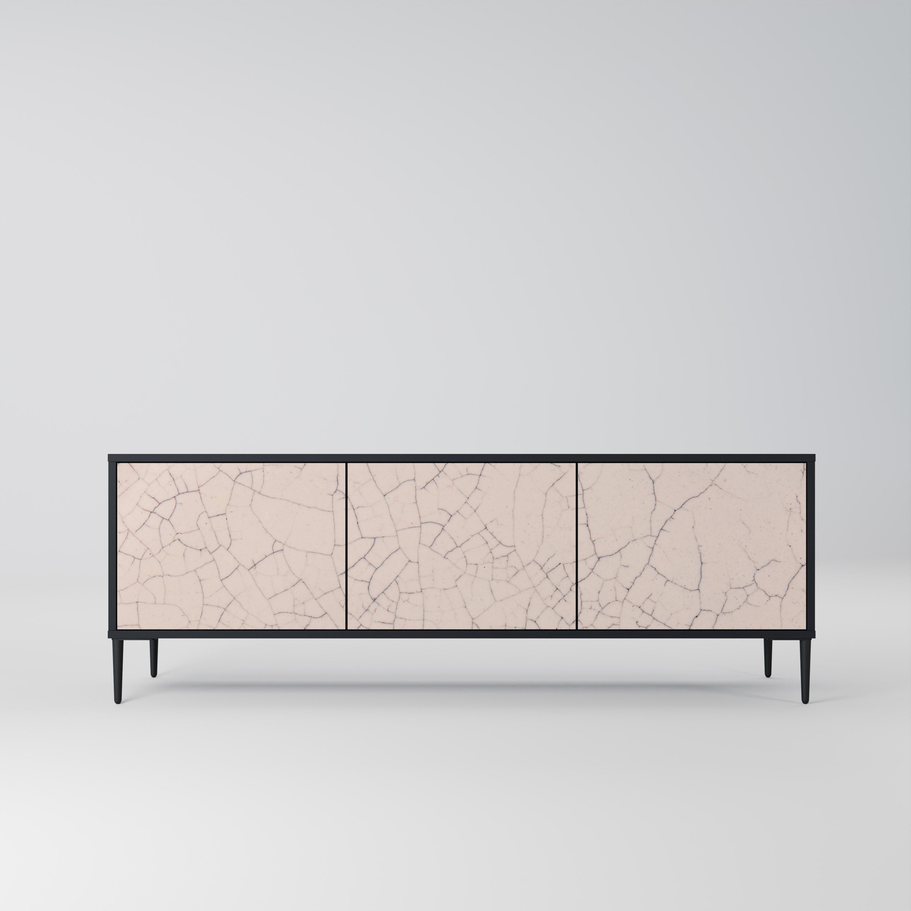 CERAMIC TEXTURE 3-dörrars TV-bänk i svart finish