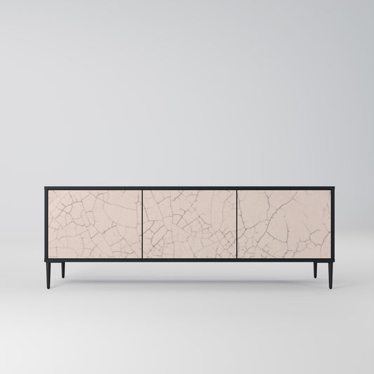 CERAMIC TEXTURE 3-dörrars TV-bänk i svart finish