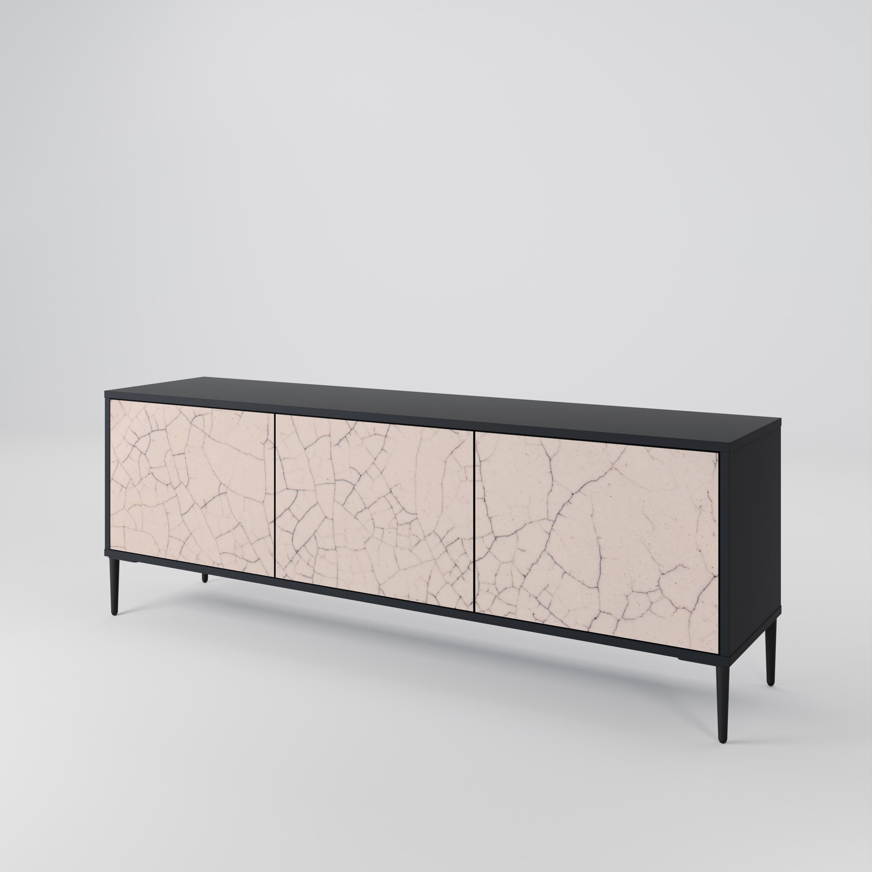 CERAMIC TEXTURE 3-dörrars TV-bänk i svart finish