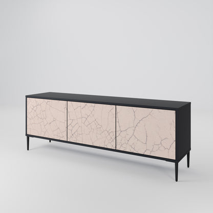 CERAMIC TEXTURE 3-dörrars TV-bänk i svart finish