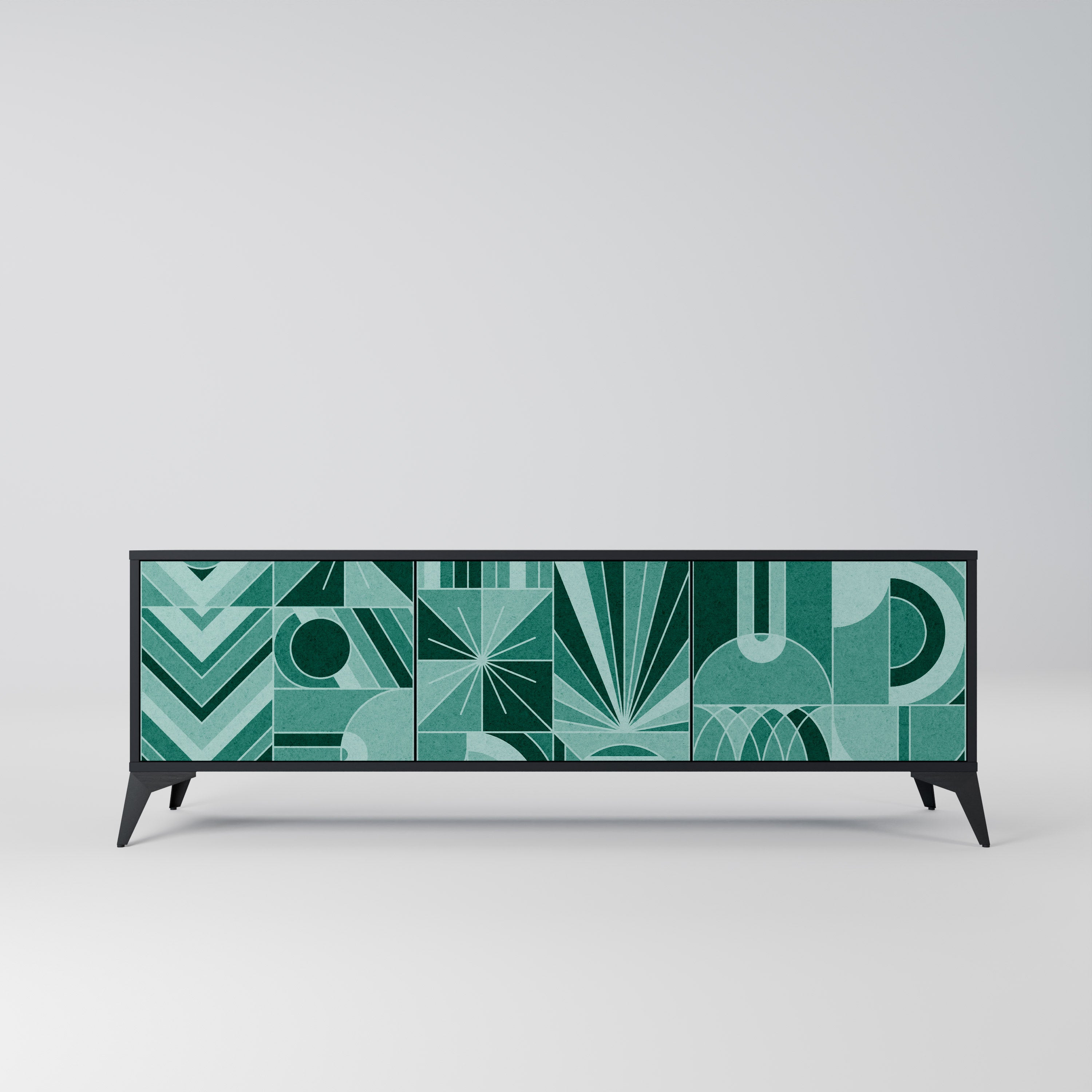 HARMONIC GRID 3-dörrars TV-bänk i svart finish