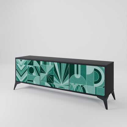 HARMONIC GRID 3-dörrars TV-bänk i svart finish