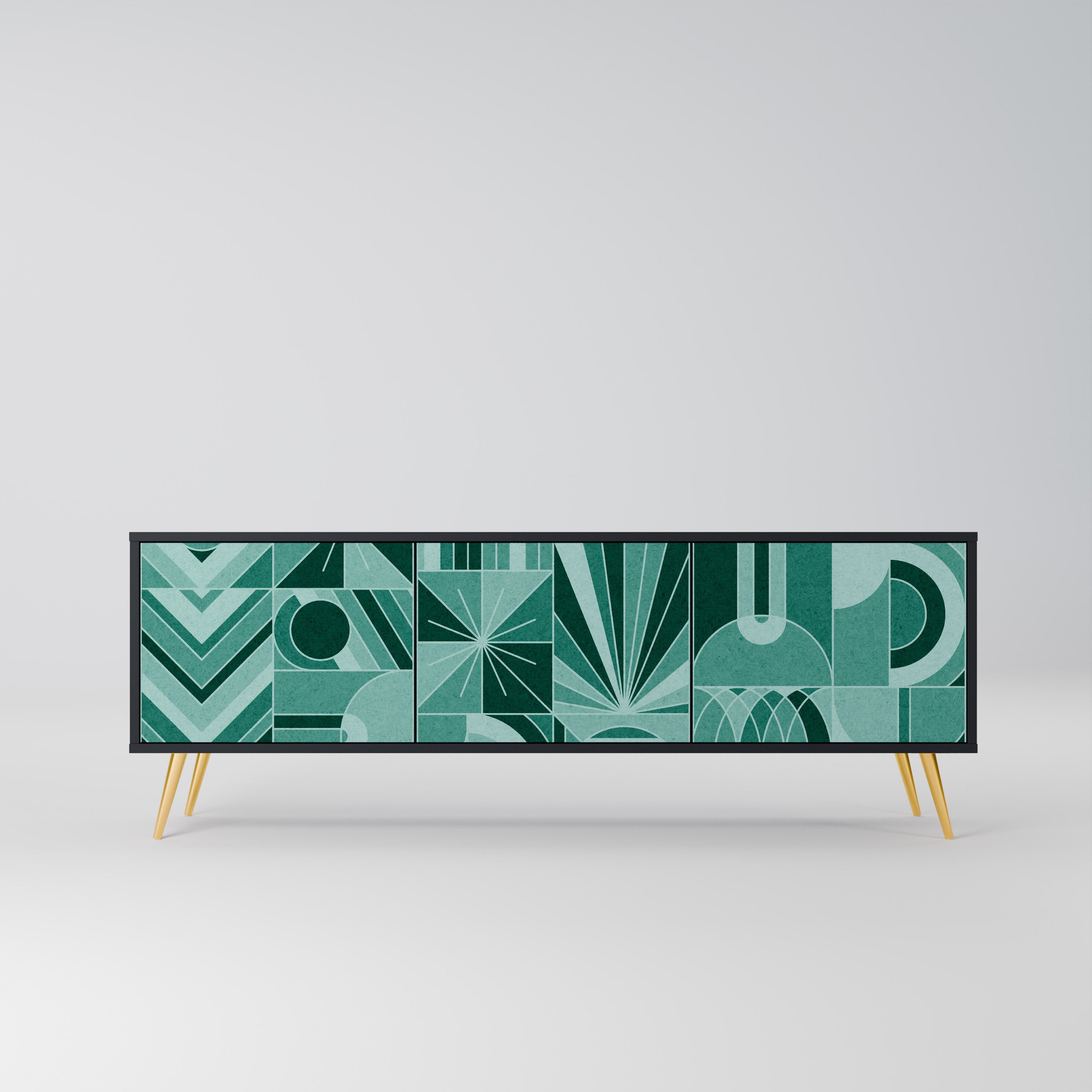 HARMONIC GRID 3-dörrars TV-bänk i svart finish