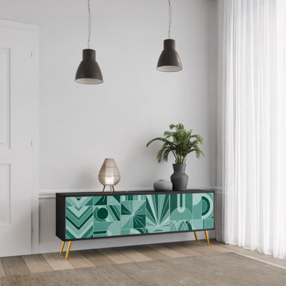 HARMONIC GRID 3-dörrars TV-bänk i svart finish