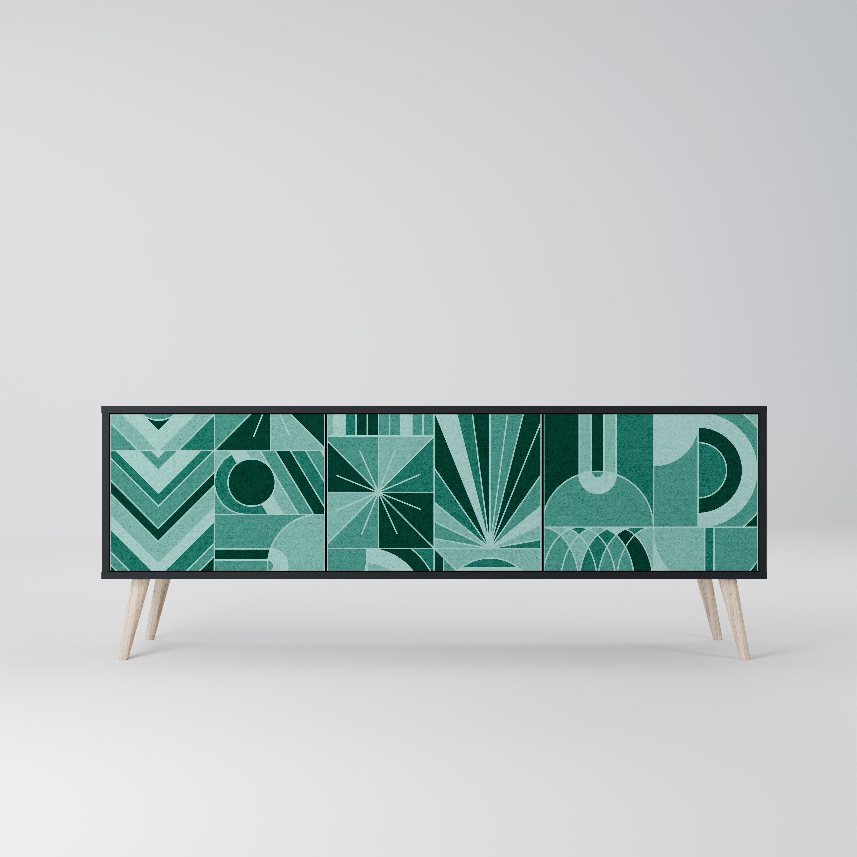 HARMONIC GRID 3-dörrars TV-bänk i svart finish