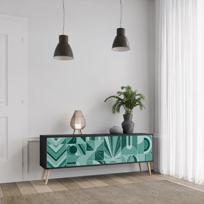 HARMONIC GRID 3-dörrars TV-bänk i svart finish