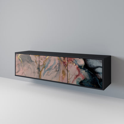 GILDED SWIRLS 3-dörrars TV-bänk i svart finish