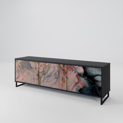 GILDED SWIRLS 3-dörrars TV-bänk i svart finish