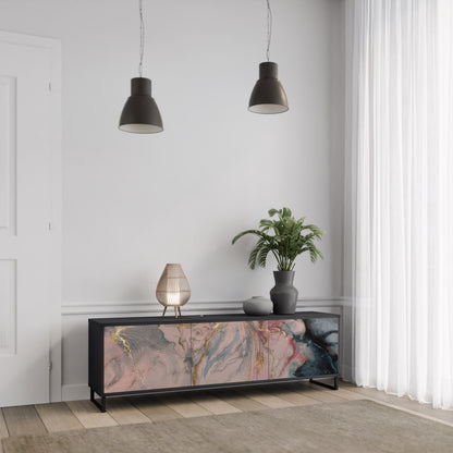 GILDED SWIRLS 3-dörrars TV-bänk i svart finish