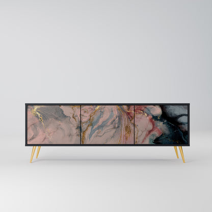 GILDED SWIRLS 3-dörrars TV-bänk i svart finish