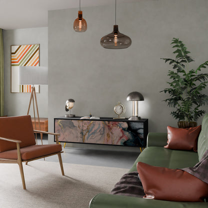 GILDED SWIRLS 3-dörrars TV-bänk i svart finish