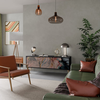 GILDED SWIRLS 3-dörrars TV-bänk i svart finish