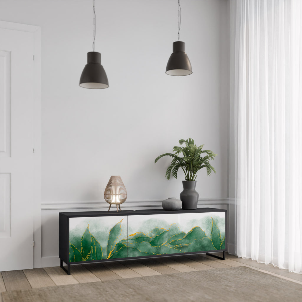 DYR NATURE 3-dörrars TV-bänk i svart finish