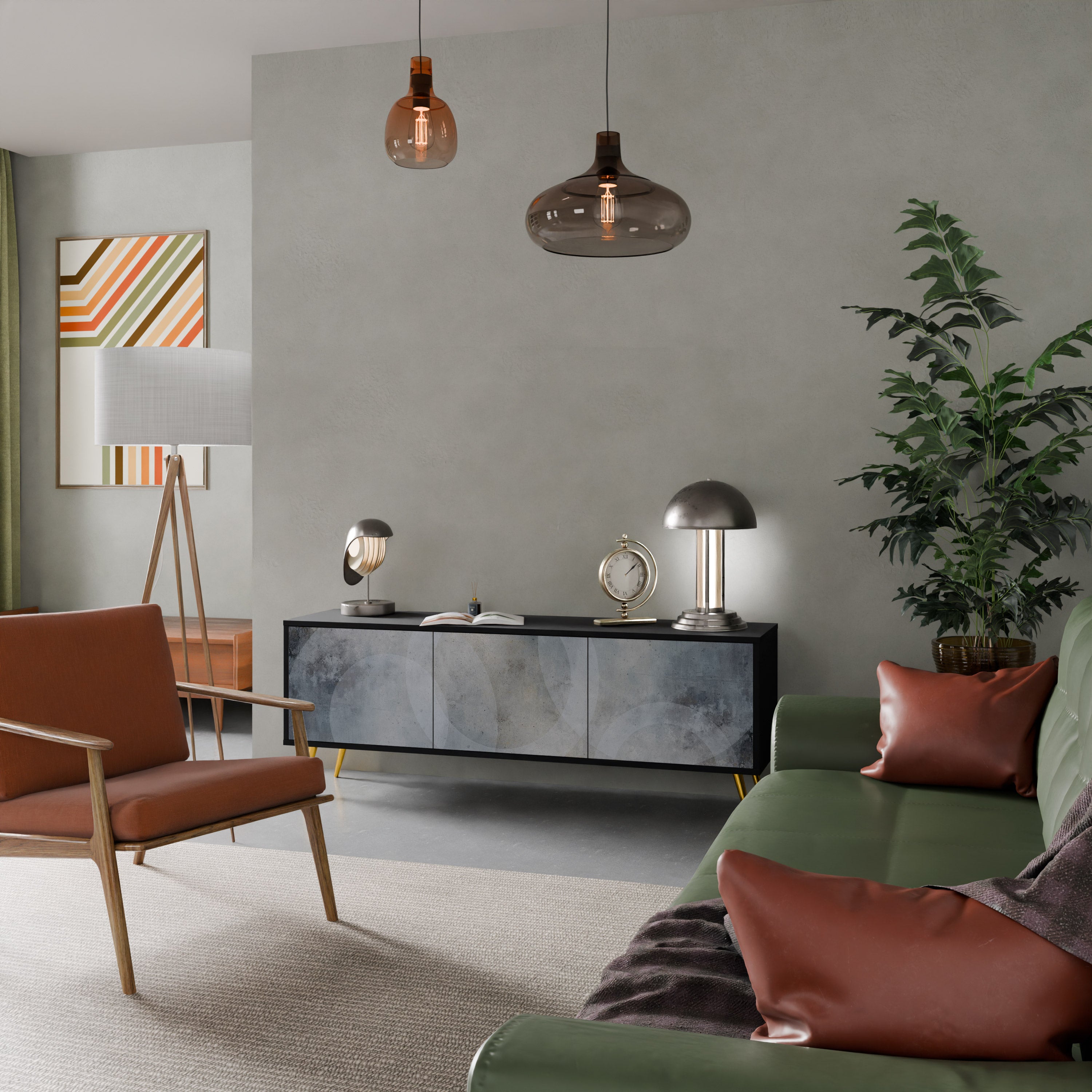 MUTED ARC 3-dörrars TV-bänk i svart finish