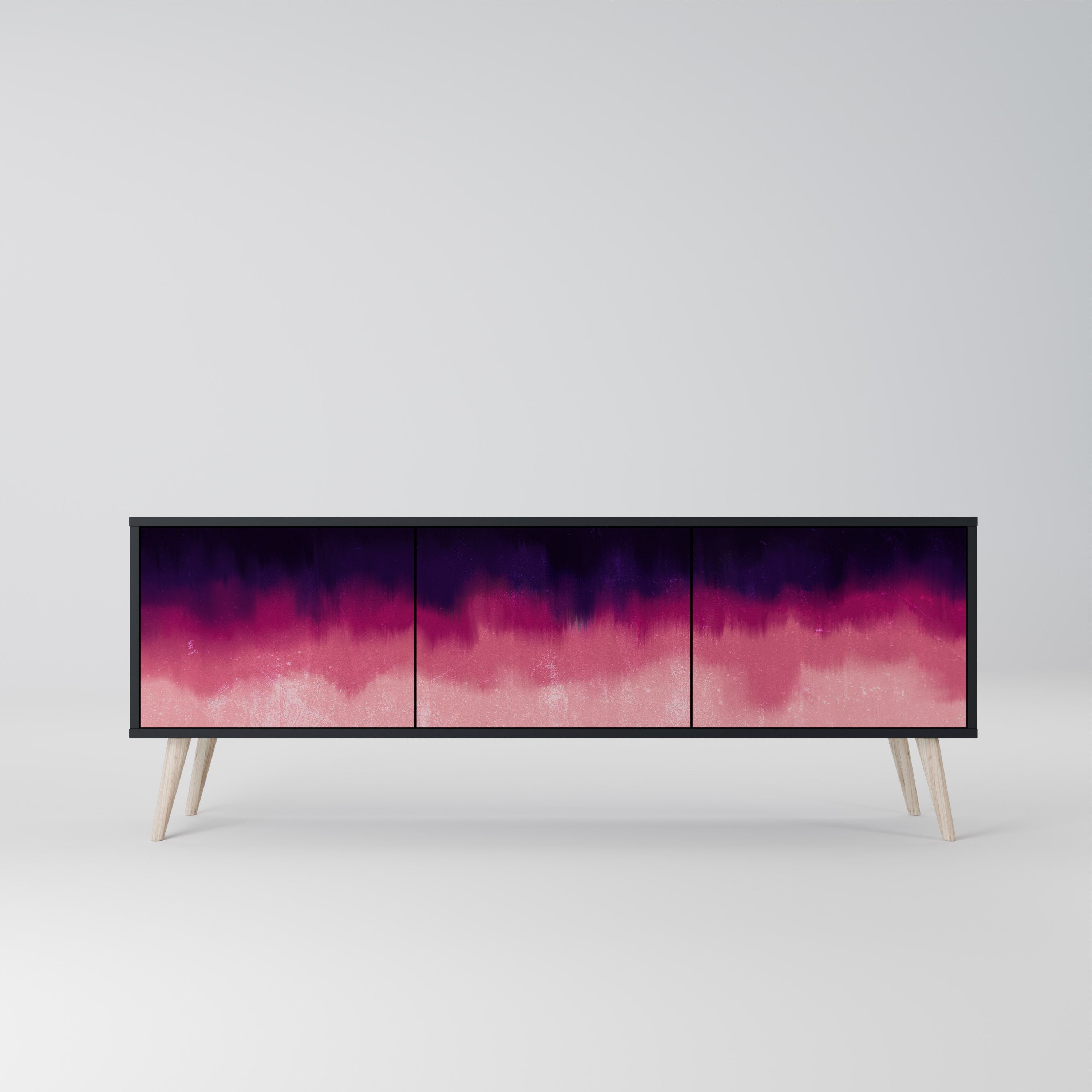AURORA BOREALIS 3-dörrars TV-bänk i svart finish