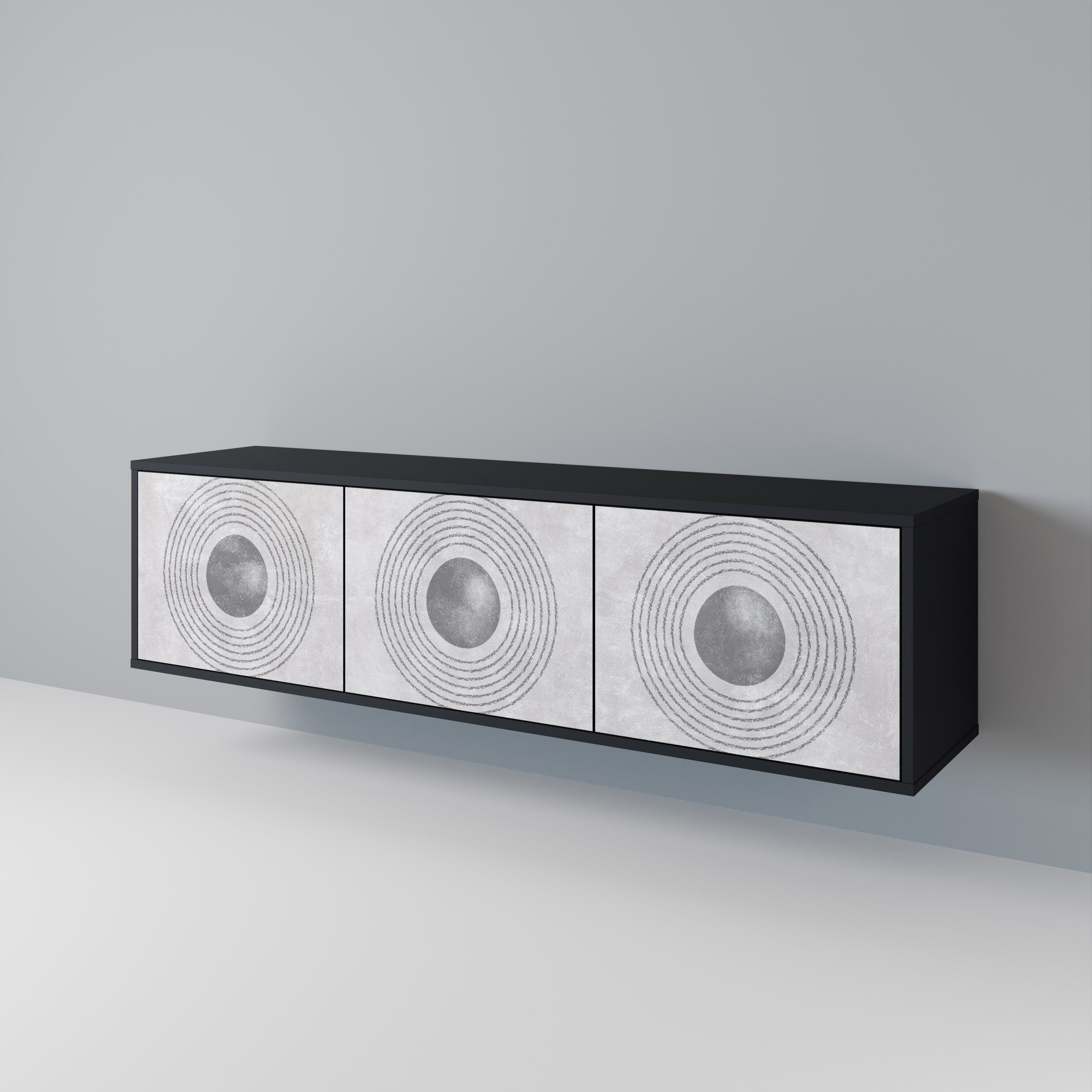 SOLID CIRCLES 3-dörrars TV-bänk i svart finish