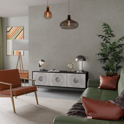 SOLID CIRCLES 3-dörrars TV-bänk i svart finish