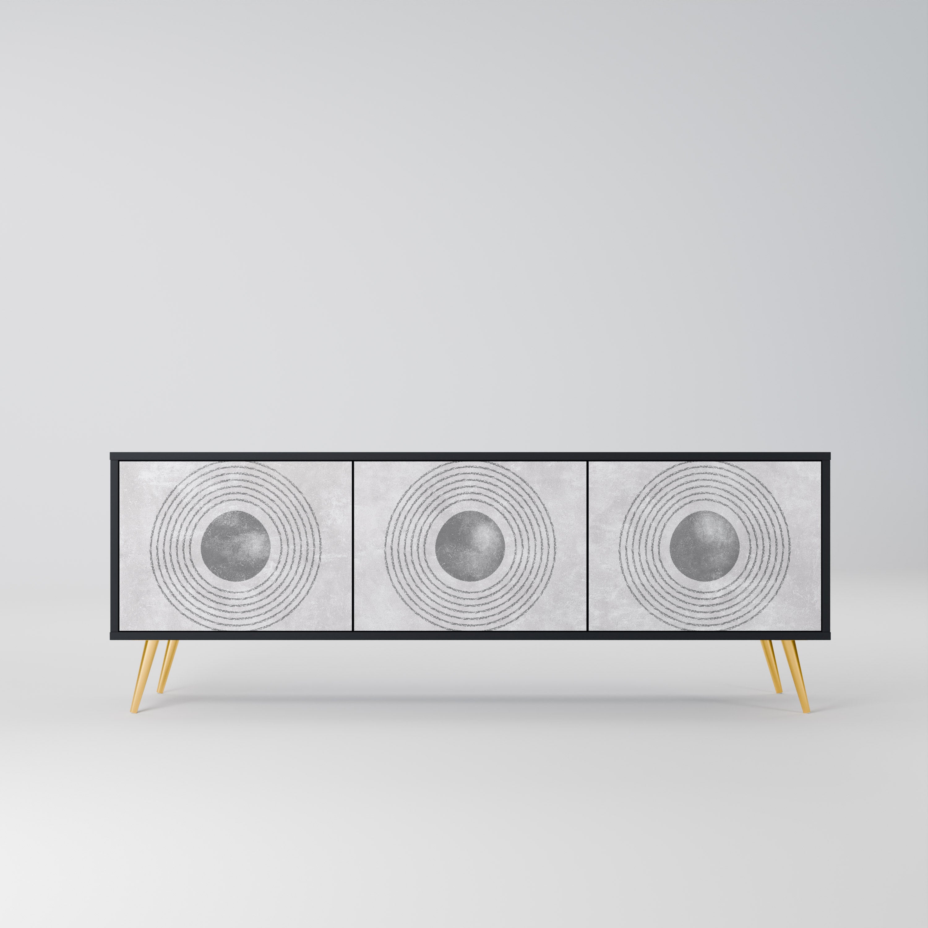 SOLID CIRCLES 3-dörrars TV-bänk i svart finish