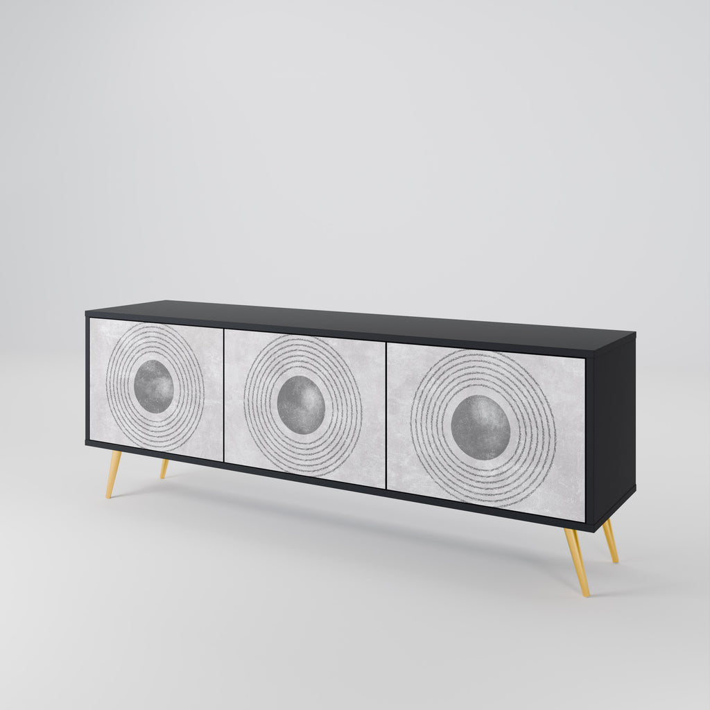SOLID CIRCLES 3-dörrars TV-bänk i svart finish