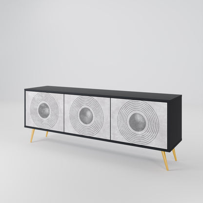 SOLID CIRCLES 3-dörrars TV-bänk i svart finish