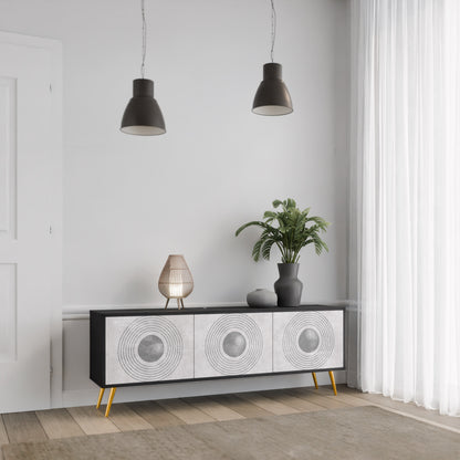 SOLID CIRCLES 3-dörrars TV-bänk i svart finish