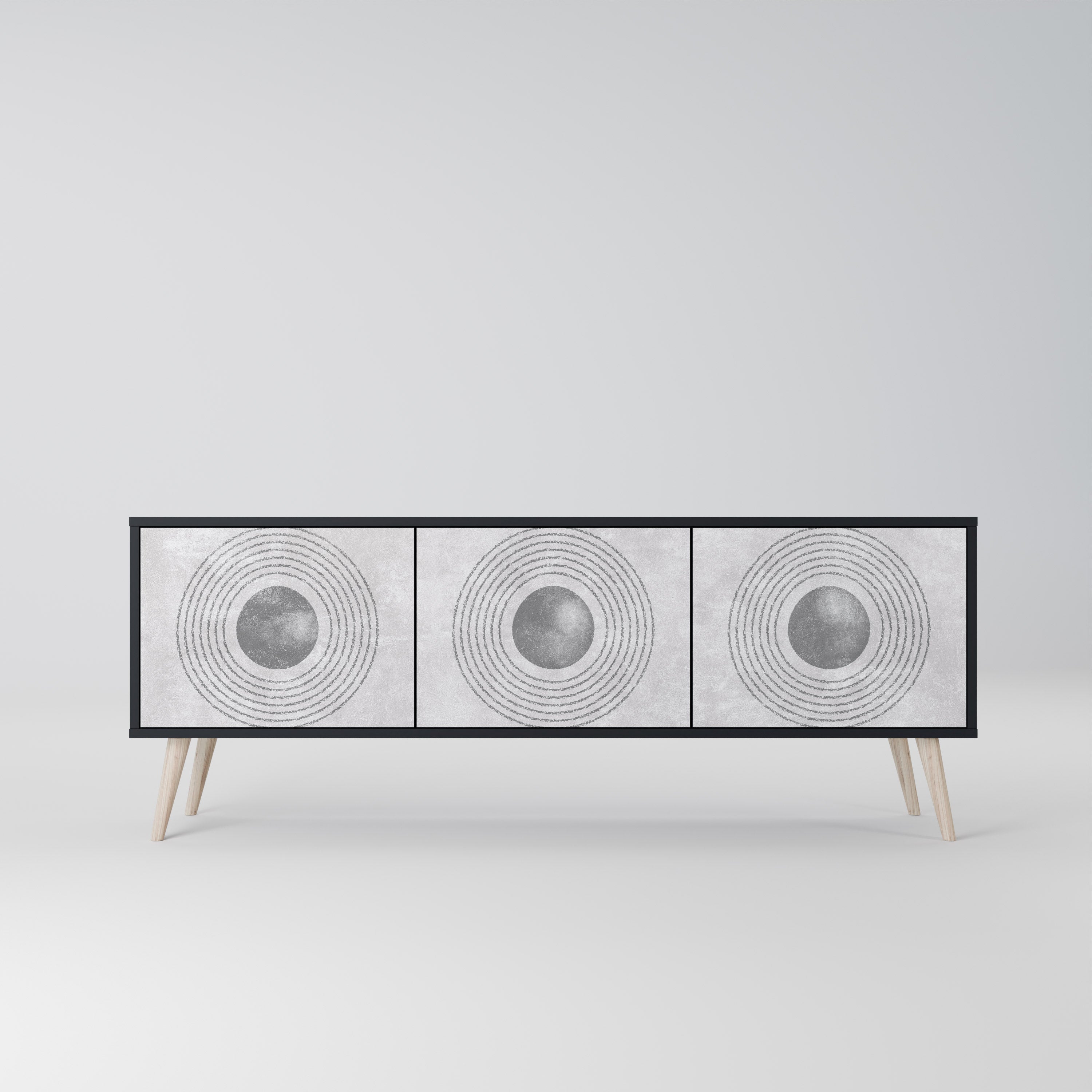 SOLID CIRCLES 3-dörrars TV-bänk i svart finish
