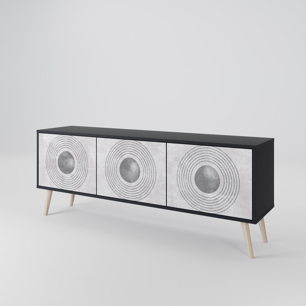 SOLID CIRCLES 3-dörrars TV-bänk i svart finish