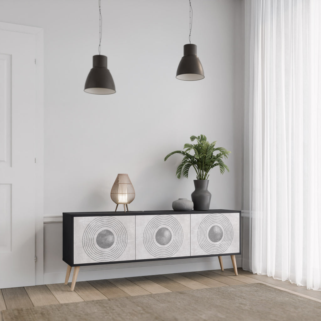 SOLID CIRCLES 3-dörrars TV-bänk i svart finish