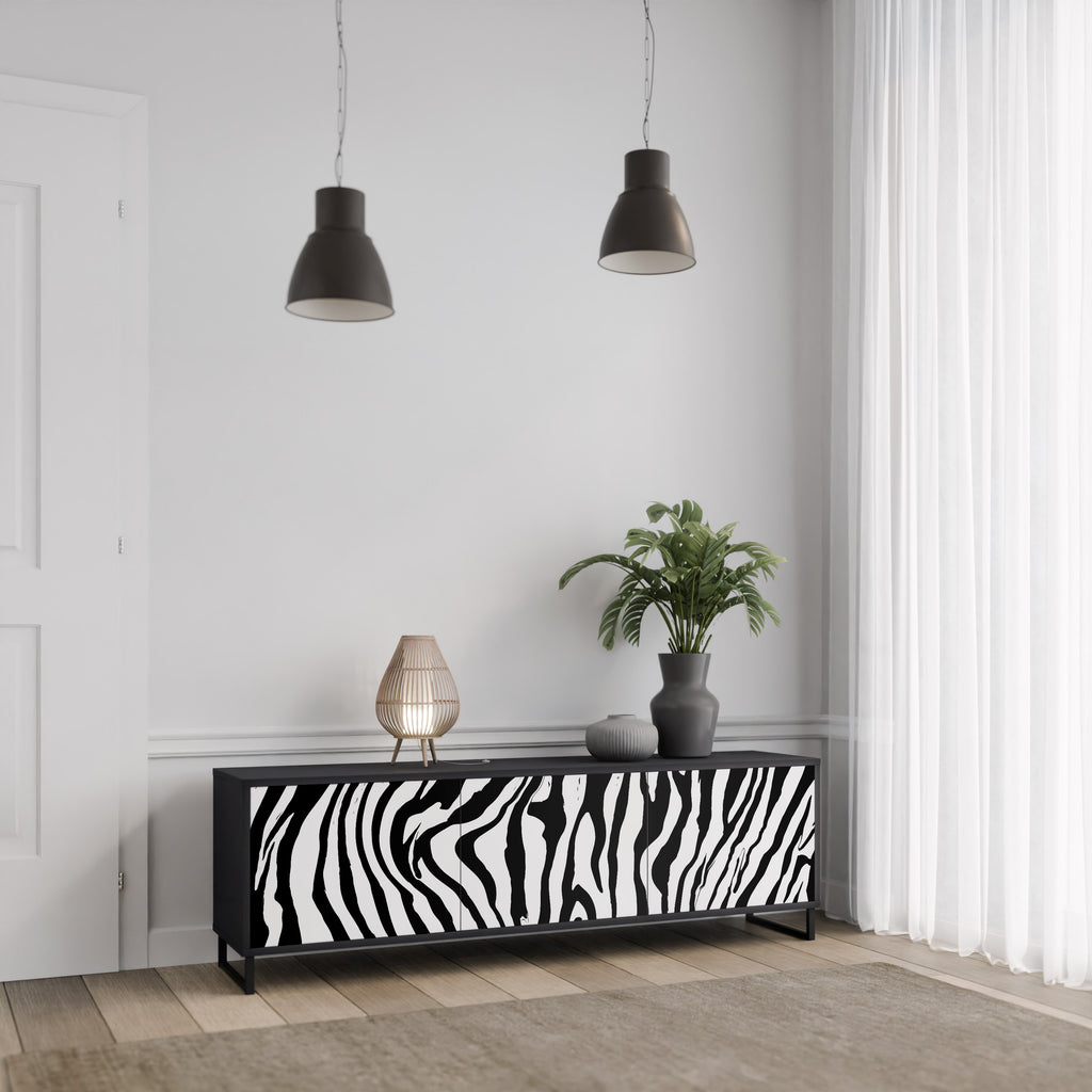 SPLENDID ZEBRA 3-dörrars TV-bänk i svart finish