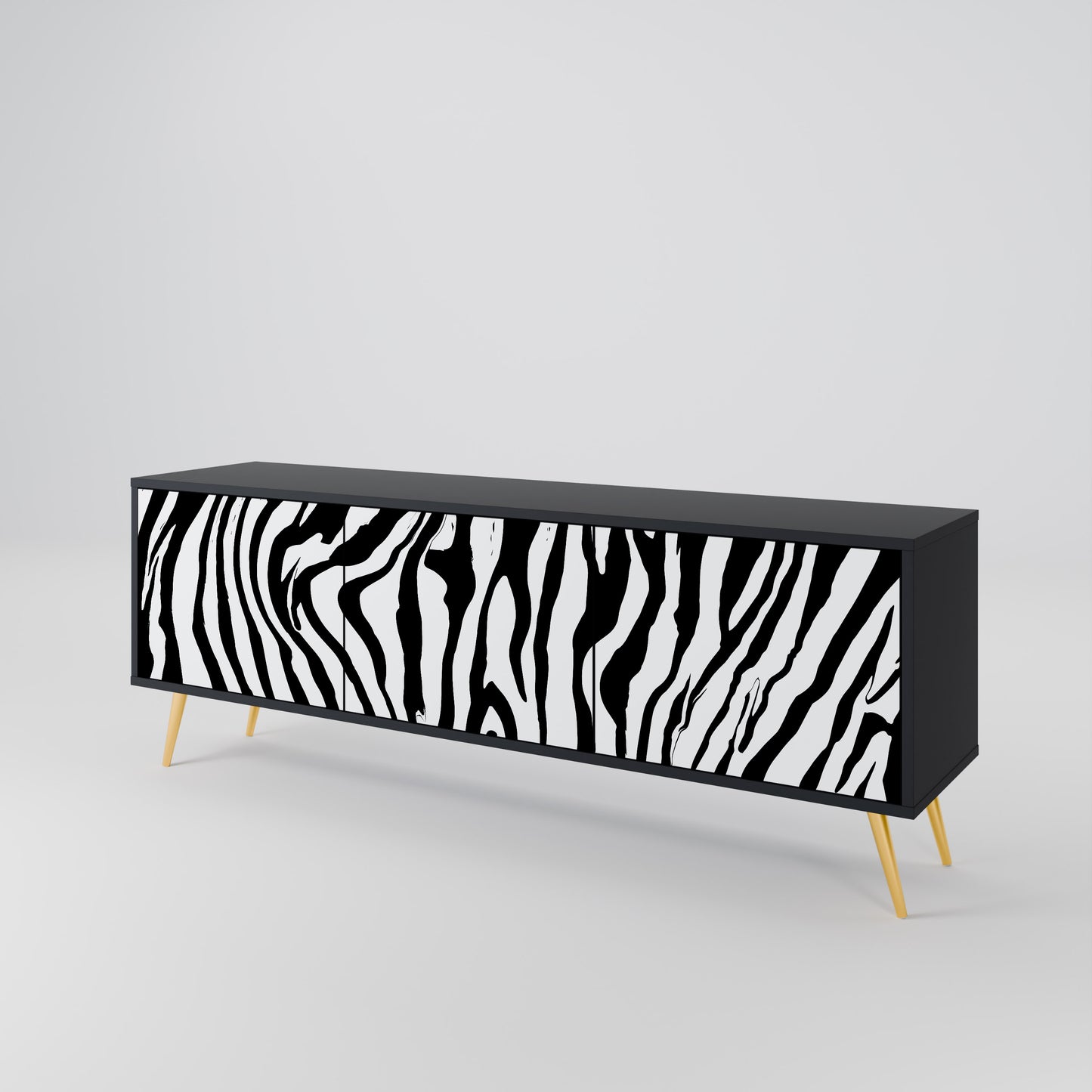 SPLENDID ZEBRA 3-dörrars TV-bänk i svart finish