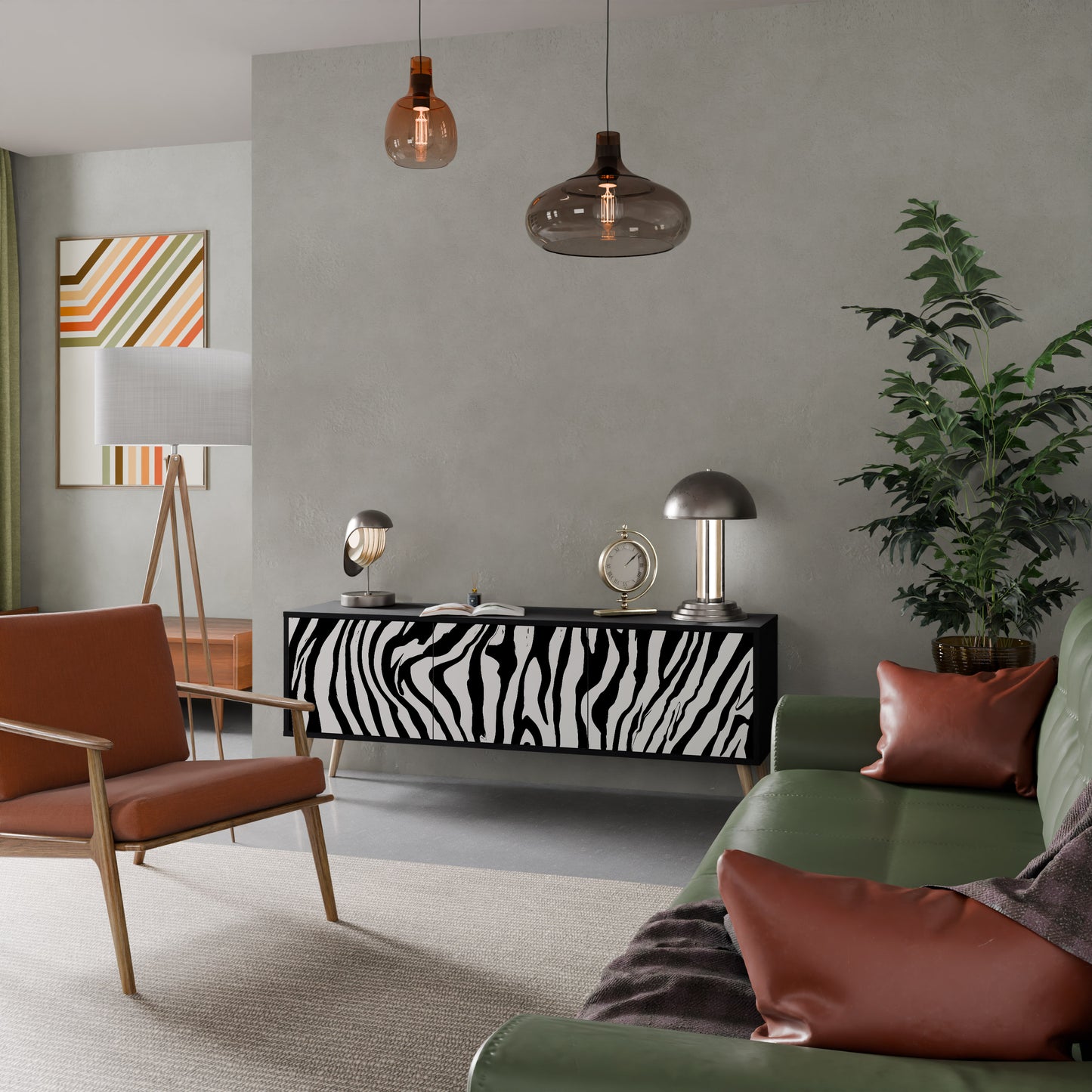SPLENDID ZEBRA 3-dörrars TV-bänk i svart finish