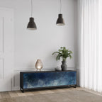 CELESTIAL FALL 3-Door TV Stand in Black Finish