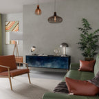 CELESTIAL FALL 3-Door TV Stand in Black Finish