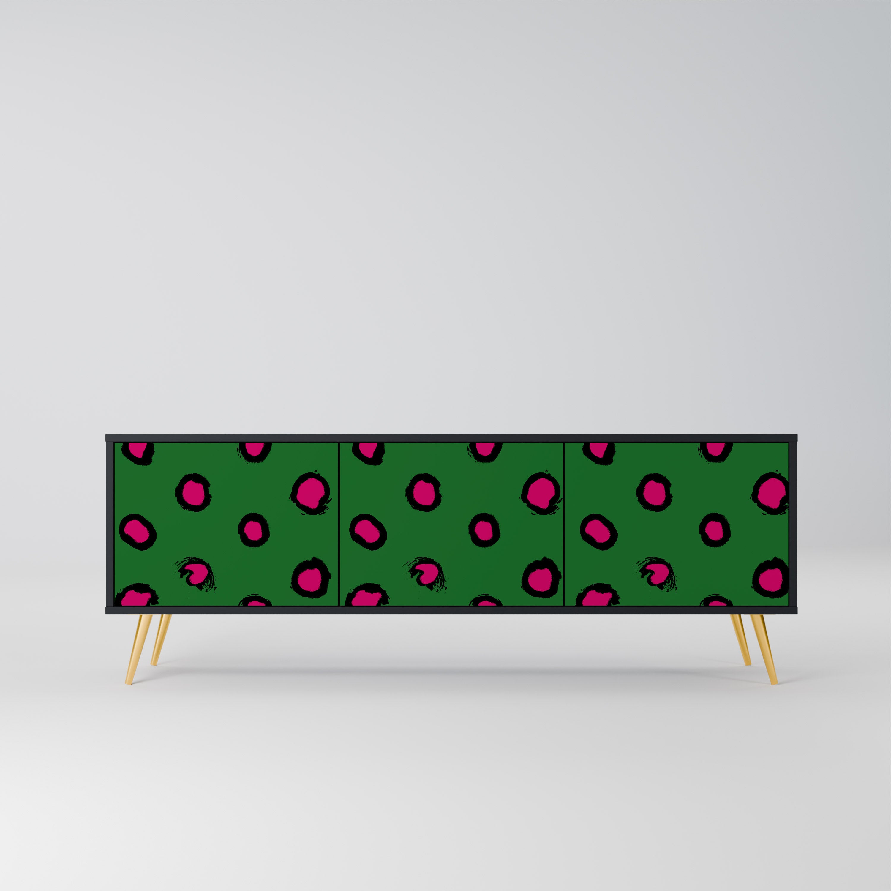 FUNKY SPOTS 3-dörrars TV-bänk i svart finish