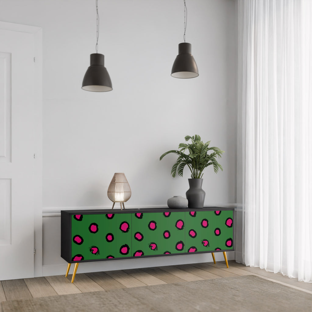 FUNKY SPOTS 3-dörrars TV-bänk i svart finish