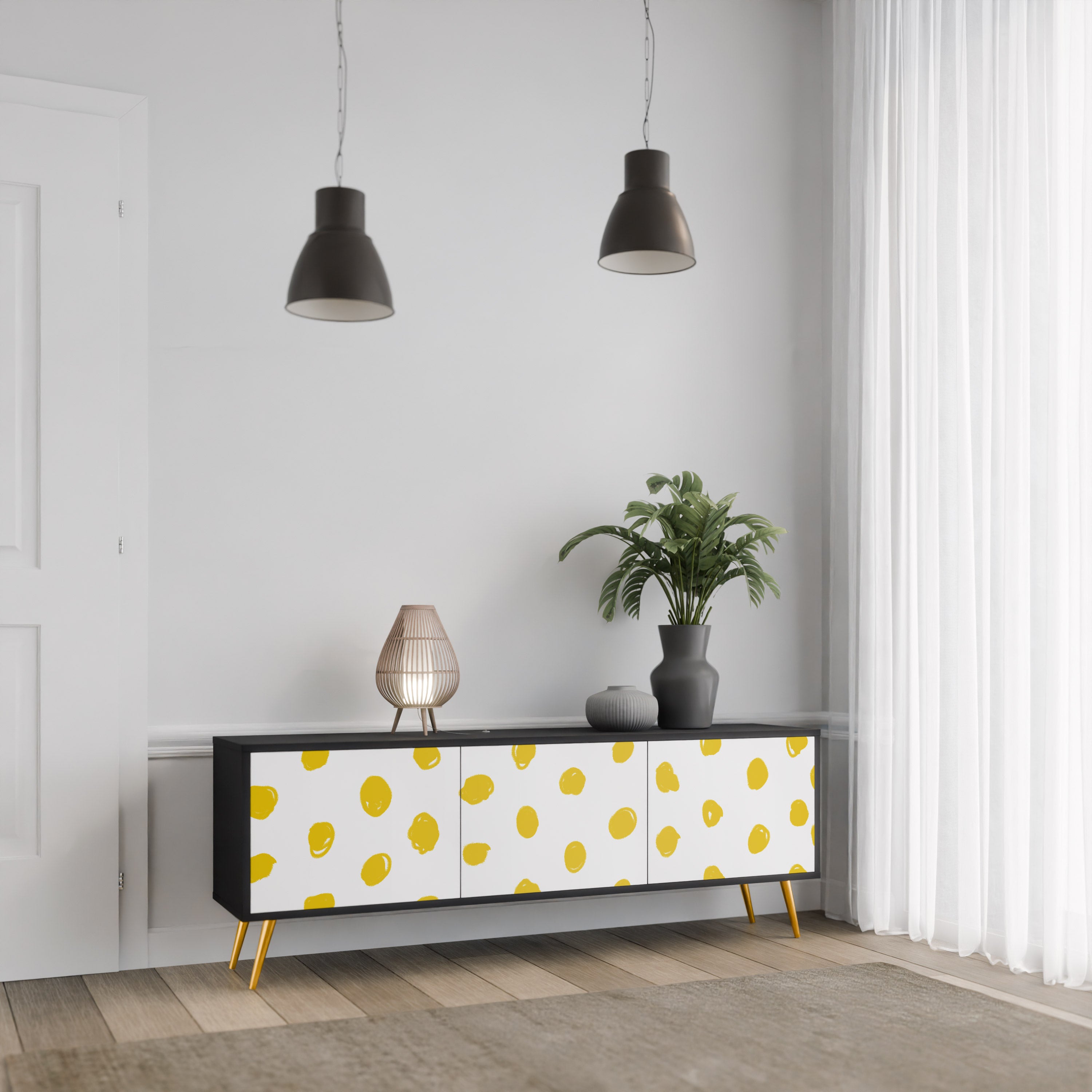 RADIANT REVERIE 3-dörrars TV-bänk i svart finish