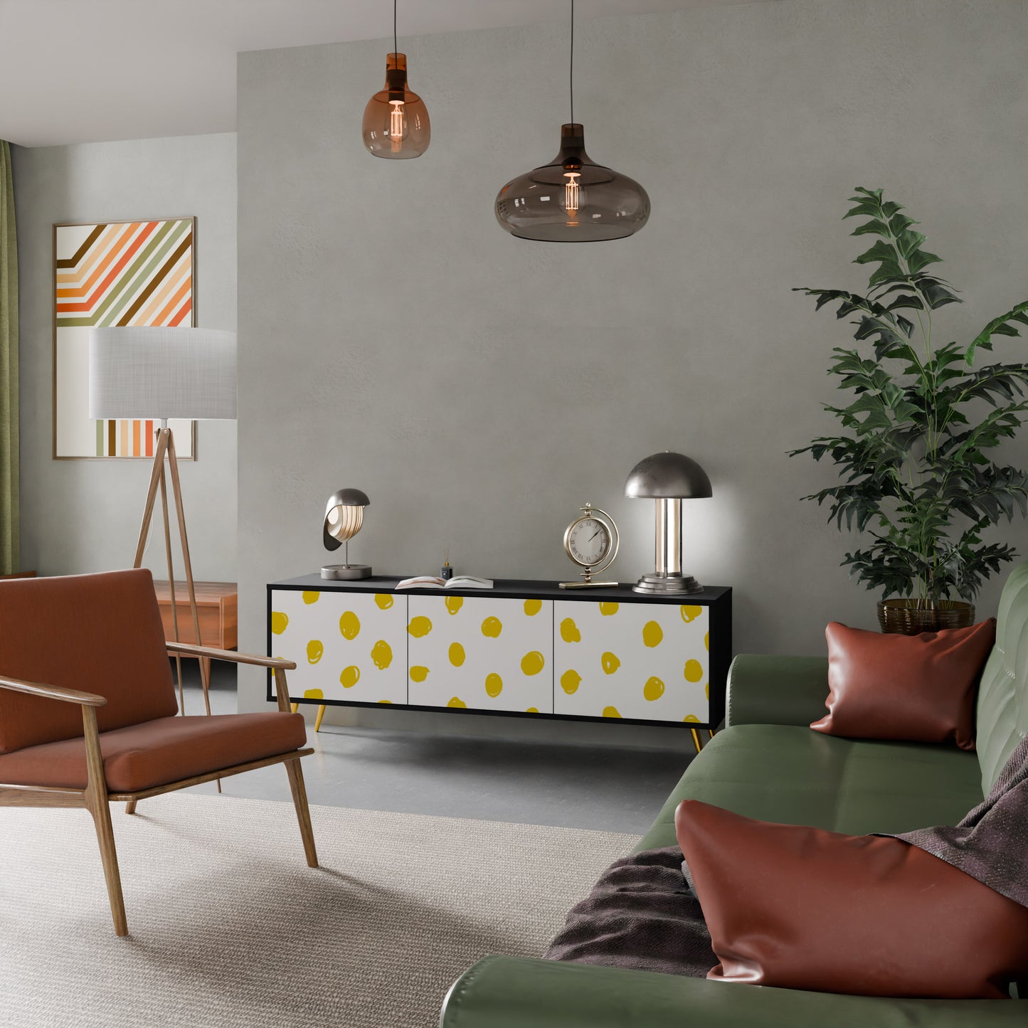 RADIANT REVERIE 3-dörrars TV-bänk i svart finish
