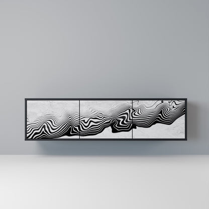 MONOKROM MIRAGE 3-dörrars TV-bänk i svart finish