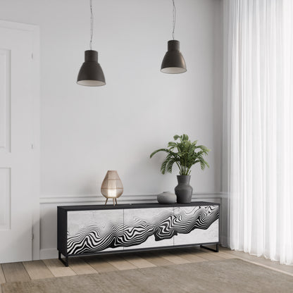 MONOKROM MIRAGE 3-dörrars TV-bänk i svart finish