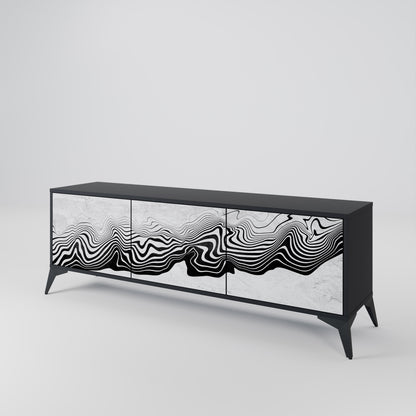 MONOKROM MIRAGE 3-dörrars TV-bänk i svart finish