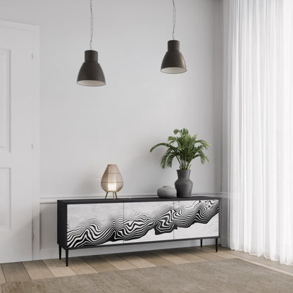 MONOKROM MIRAGE 3-dörrars TV-bänk i svart finish