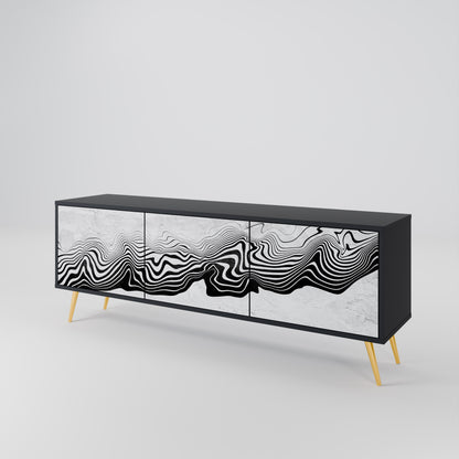 MONOKROM MIRAGE 3-dörrars TV-bänk i svart finish