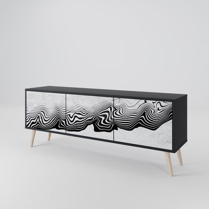MONOKROM MIRAGE 3-dörrars TV-bänk i svart finish
